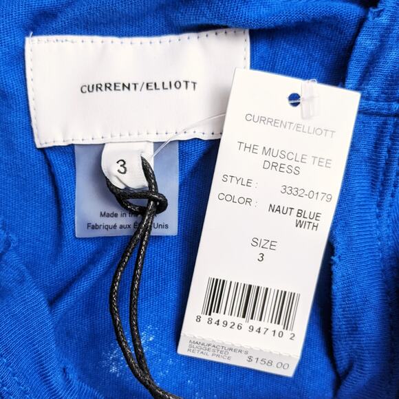 NWT CURRENT/ELLIOTT Blue with White Stars Muscle Tee Dress Size 3 Large - Picture 7 of 9